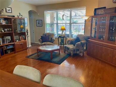 Living room with beautiful wood floors.