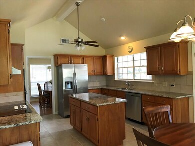 Wood Cabinets, New Granite Counters. Cathedral Cei