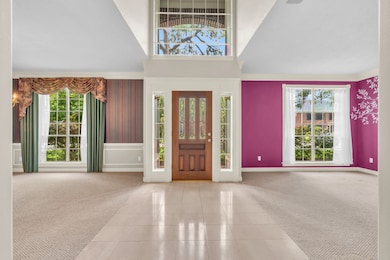 View of the entry, dining and living room.