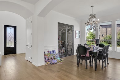 Dining room with wine closet.