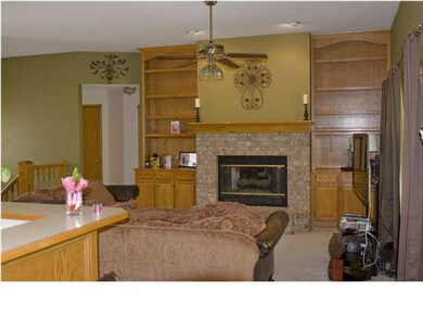 Gas fireplace with built-ins.