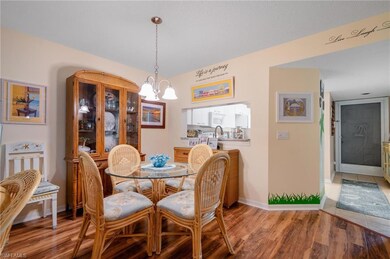 Dining area with light hardwood / wood-style floor