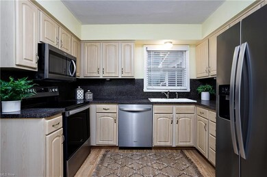Kitchen with stainless steel appliances, white cab