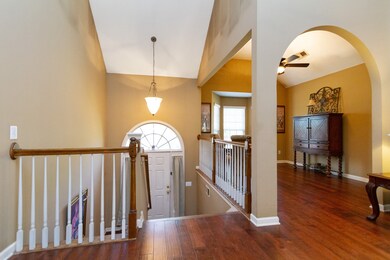 Come in through the front door and go down to the lower level or up to the main level.