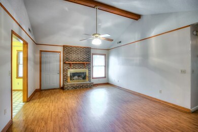 Living room with natural gas logs