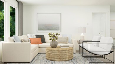 Living area with wood finished floors