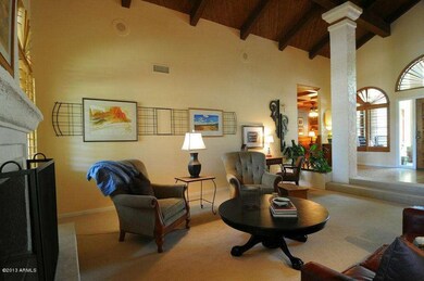 Living room with wood beams