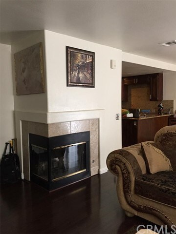 Living room fireplace.