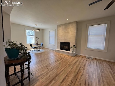 Beautifully updated fireplace and brand new floors