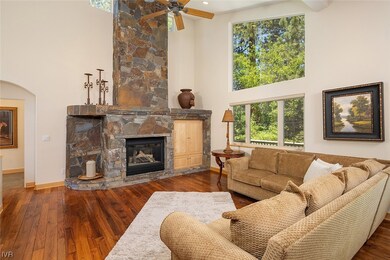 Upstairs living area and fireplace