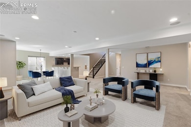 Virtually Staged | The full basement features a sp