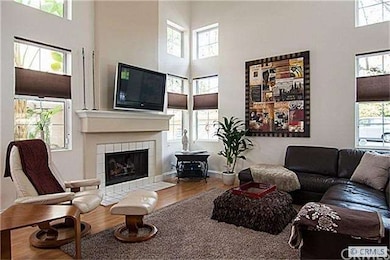 Soaring ceilings and a gas fireplace.