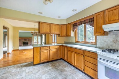 Large kitchen open to the dining area and family r