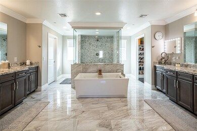 Full bath featuring crown molding, visible vents,