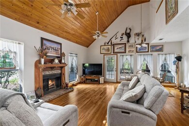 Den with fireplace