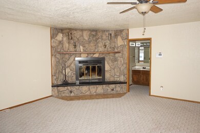 Great room with wood burning fireplace