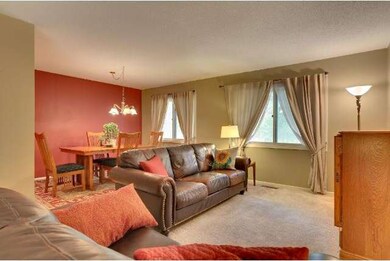 Dining area open to living room, nice for entertai