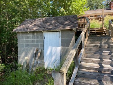Waterside storage building- fishing poles, crab po
