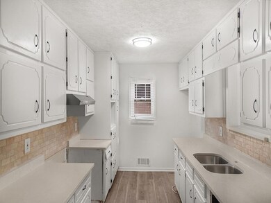 Kitchen with under cabinet range hood, a sink, vis