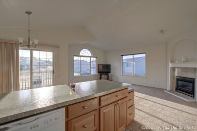 View from open kitchen to living