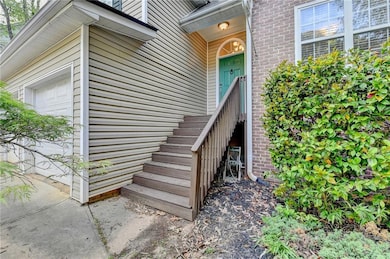 Property entrance with brick siding