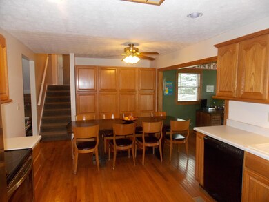 Kitchen overlooking eating space