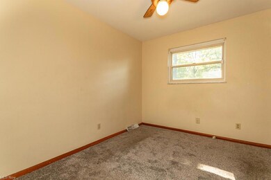 Spare room featuring carpet and ceiling fan