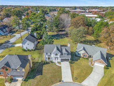 Aerial perspective of suburban area