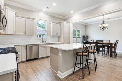 Stainless appliances, island