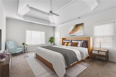 Virtually staged primary bedroom