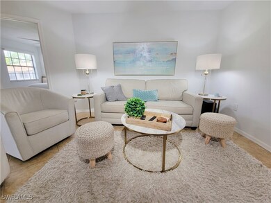 View of tiled living room