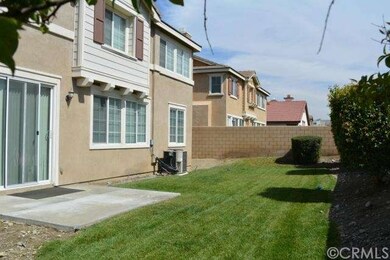Neatly manicured backyard. 