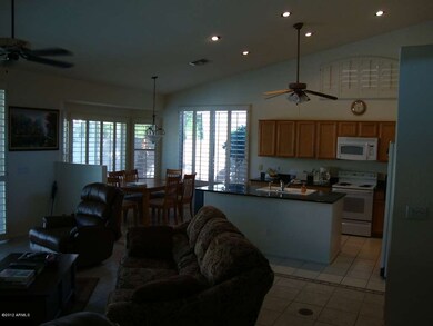 Family room and kitchen at back of house