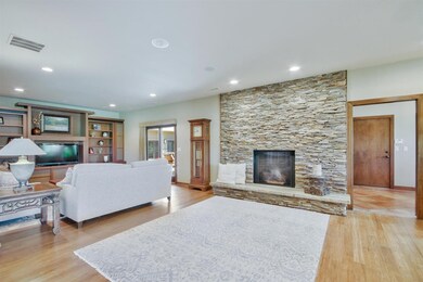 Stone fireplace