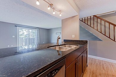 Kitchen with rail lighting, stainless steel dishwa