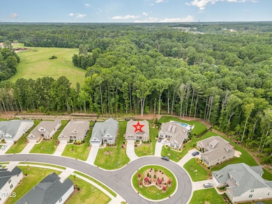 Aeial view of home showing tree buffer