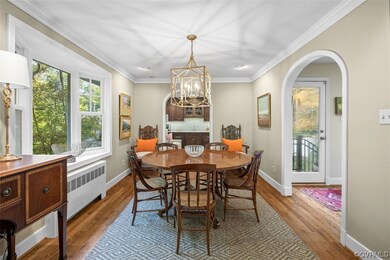 Dining room with bay window and archways
