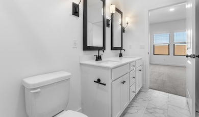 Primary bath with matte black accents