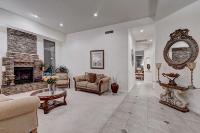 Living Room w/Stacked Stone Fireplace