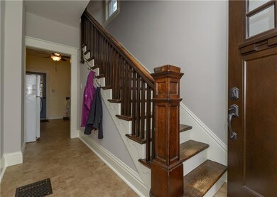 Beautiful original moldings on the stairs.