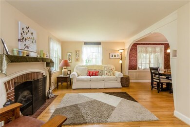 Living room open to dining room