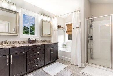 Bathroom with independent shower and bath, vaulted