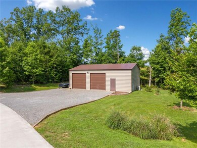 View of detached garage