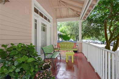 Tree-shaded front porch