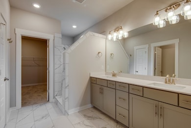 Tall double bowl vanity with 2 sinks and quartz countertops