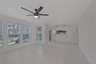 View of kitchen from the living room and patio