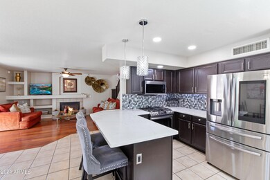 Kitchen overlooks family room