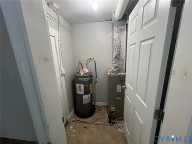 Utility room with water heater and heating unit
