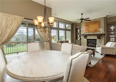 A lovely dining space that is open to the living r