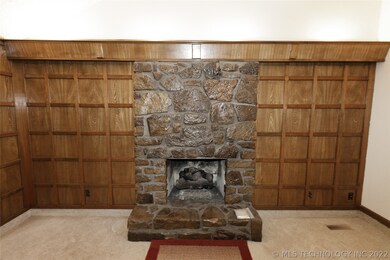 Living room fireplace.